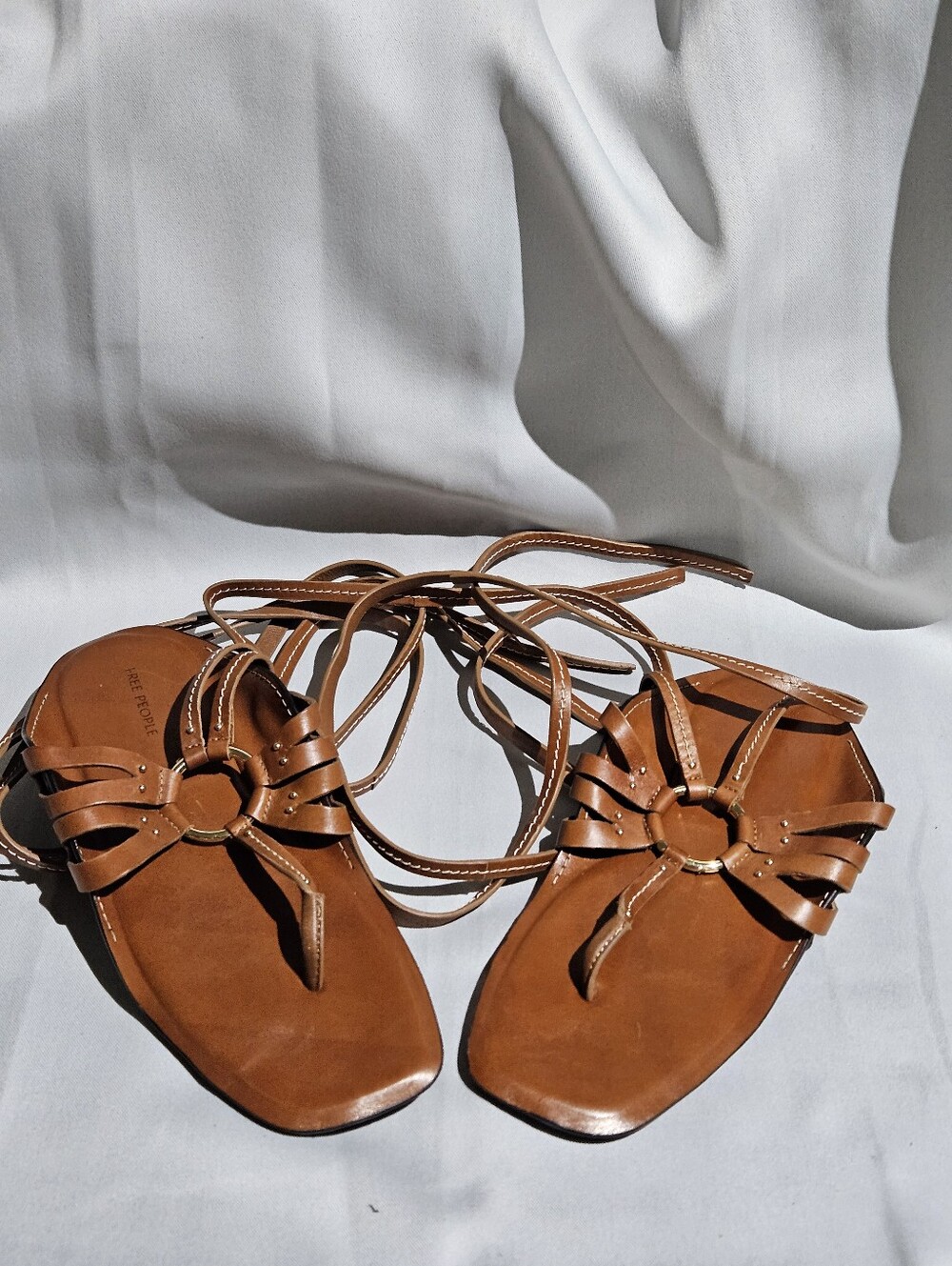 Free People Lace-Up Brown Leather Women's Sandals Size 8.5